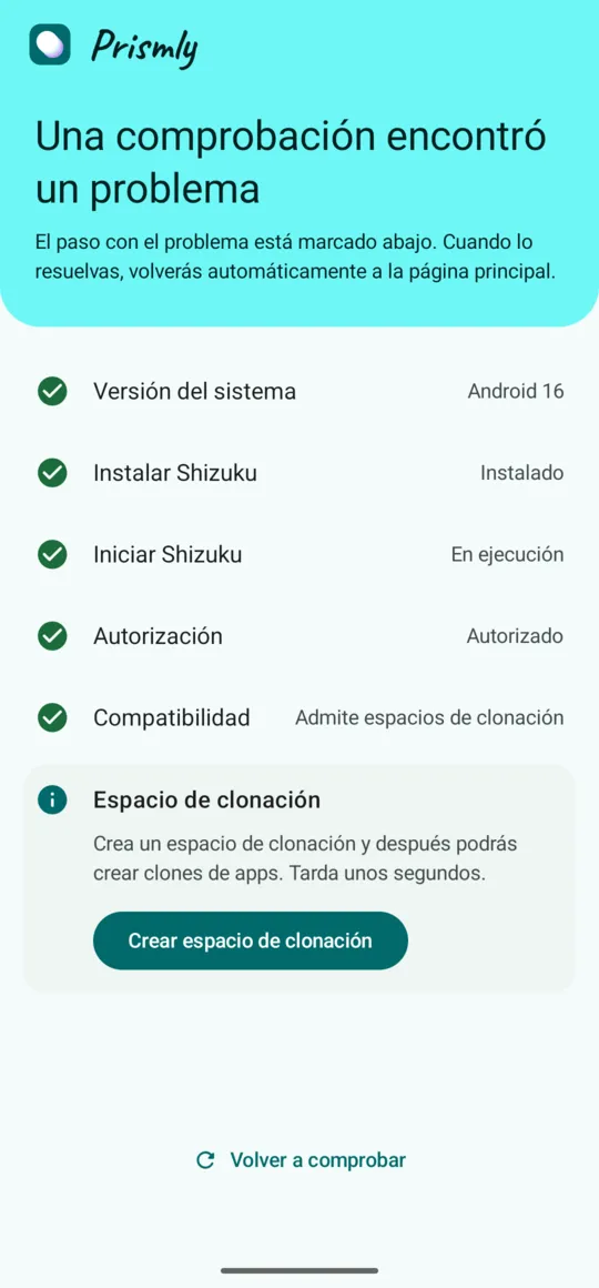 Lista de preparación: resultado de cada comprobación