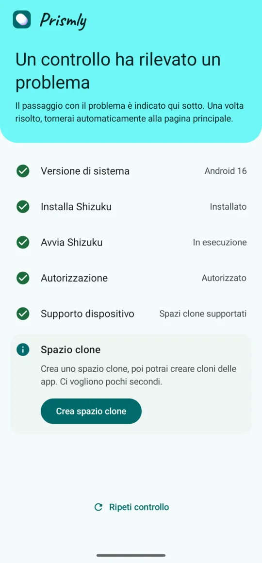 Lista di preparazione: il risultato di ogni controllo